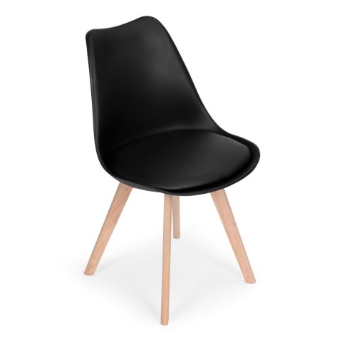 Komplet 4 Krzeseł Do Salonu Jadalni Z Poduszką Ekoskóra Czarne Modernhome
