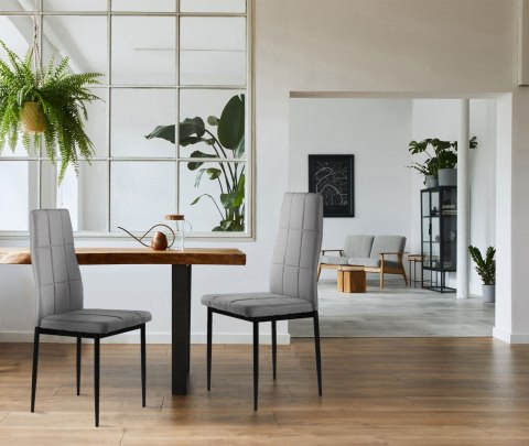 Zestaw Krzesła Tapicerowane Do Jadalni I Salonu 4 Sztuki Szare Modernhome