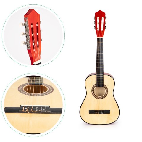 Gitara Dla Dzieci Duża Drewniana 6 Strun Ecotoys