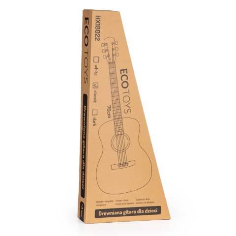 Gitara Dla Dzieci Duża Drewniana 6 Strun Ecotoys