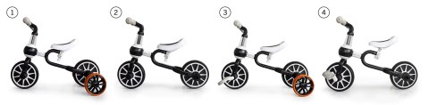 Rower Rowerek Biegowy 4w1 Pedały Kółka Boczne Czarny Ecotoys