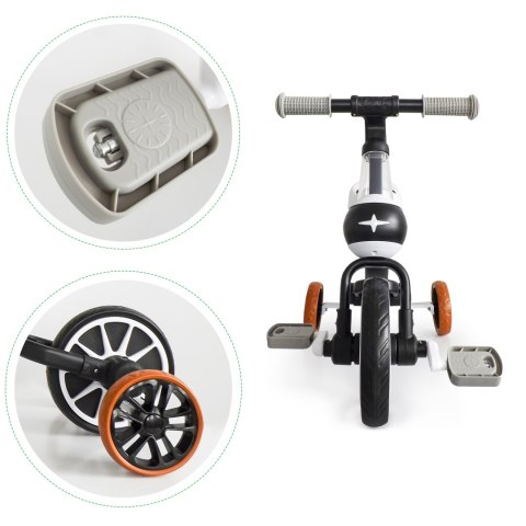 Rower Rowerek Biegowy 4w1 Pedały Kółka Boczne Czarny Ecotoys