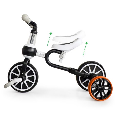Rower Rowerek Biegowy 4w1 Pedały Kółka Boczne Czarny Ecotoys