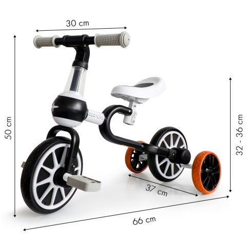 Rower Rowerek Biegowy 4w1 Pedały Kółka Boczne Czarny Ecotoys