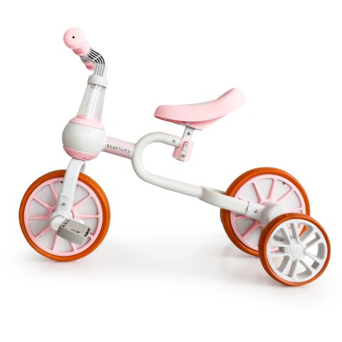Rower Rowerek Biegowy 4w1 Pedały Kółka Boczne Różowy Ecotoys