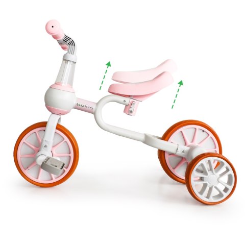 Rower Rowerek Biegowy 4w1 Pedały Kółka Boczne Różowy Ecotoys