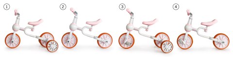 Rower Rowerek Biegowy 4w1 Pedały Kółka Boczne Różowy Ecotoys