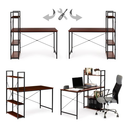 Biurko Komputerowe Drewniane Regał Z Półkami Loft