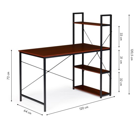 Biurko Komputerowe Drewniane Regał Z Półkami Loft