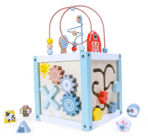 Drewniana Kostka Edukacyjna Sorter +Klocki Ecotoys
