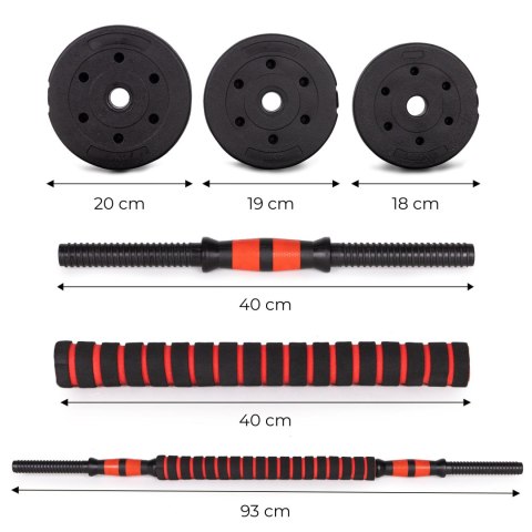 Hantle Regulowane 2x10 Kg Sztanga Zestaw 20 Kg Gryf