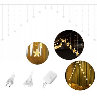 Lampki Gwiazdki Światełka Świąteczne Wiszące Kurtyna 4m 136 Led
