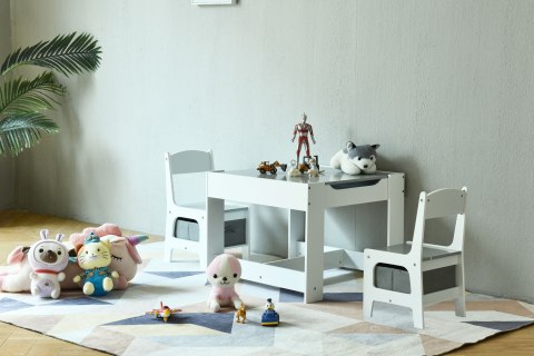 Meble Dla Dzieci Zestaw Drewniany Stół + 2 Krzesła Ecotoys