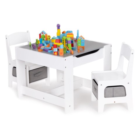 Meble Dla Dzieci Zestaw Drewniany Stół + 2 Krzesła Ecotoys