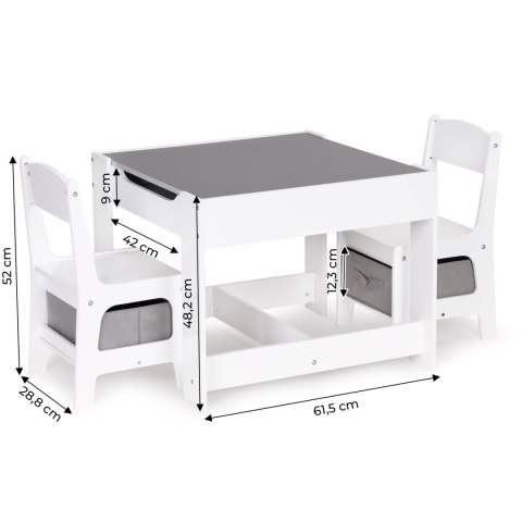 Meble Dla Dzieci Zestaw Drewniany Stół + 2 Krzesła Ecotoys