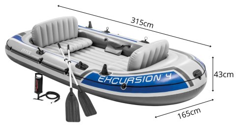 Ponton Excursion 4-Osobowy Wędkarski Wiosła Pompka Intex 68324
