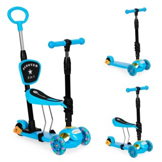 Hulajnoga Trójkołowa Balansowa Led 3w1 Świecące Kółka - Niebieska Ecotoys