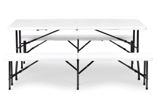 Zestaw Cateringowy Stół Bankietowy 180 Cm 2 Ławki Biały Multigarden