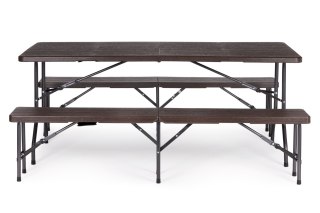 Zestaw Cateringowy Stół Bankietowy 180 Cm + 2 Ławki Brąz Multigarden