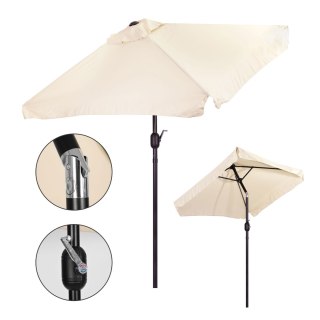 Prostokątny Duży Parasol Ogrodowy Skośny Łamany Z Korbą Beżowy 200x140 Cm Multigarden