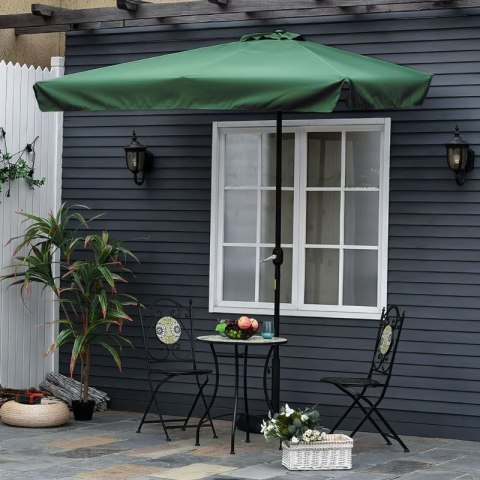 Prostokątny Duży Parasol Ogrodowy Skośny Łamany Z Korbą Zielony 200x140 Cm Multigarden