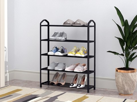 Regał Na Buty Metalowy 5 Półek 15 Par Butów Czarny Modernhome
