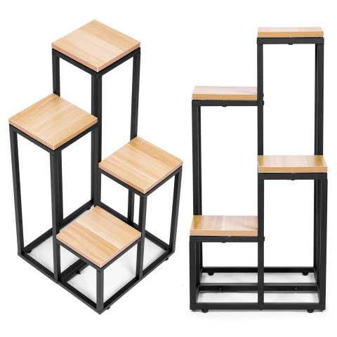 Kwietnik Regał Na Kwiaty Ozdoby 4 Półki Metal Mdf Jasny Orzech Modernhome