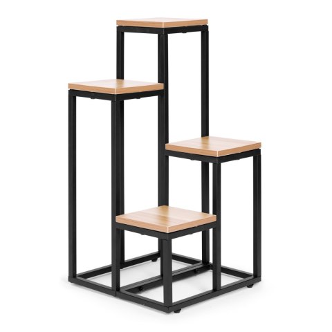 Kwietnik Regał Na Kwiaty Ozdoby 4 Półki Metal Mdf Jasny Orzech Modernhome