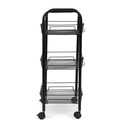 Metalowy Regał Mobliny Łazienkowy Z 3 Półkami Kółka Czarny Modernhome