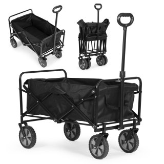 Wózek Transportowy Składany Duży Wózek Ogrodowy Plażowy Czarny 47x105 Cm Multigarden