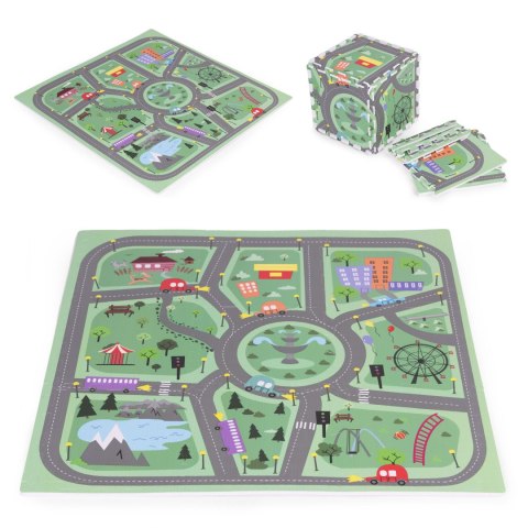 Duża Mata Piankowa Eva Dla Dzieci Miasto 90,5x90,5 Cm 21 El. Ecotoys