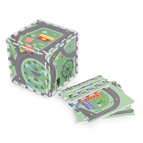 Duża Mata Piankowa Eva Dla Dzieci Miasto 90,5x90,5 Cm 21 El. Ecotoys