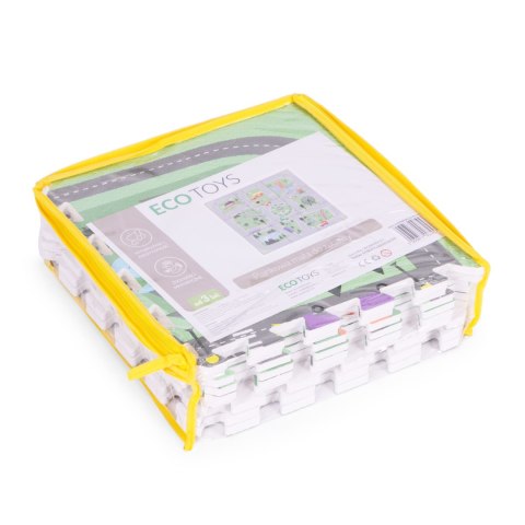 Duża Mata Piankowa Eva Dla Dzieci Miasto 90,5x90,5 Cm 21 El. Ecotoys