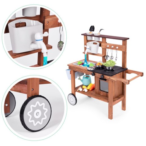 Kuchnia Błotna Outdoor Dla Dzieci Z Akcesoriami Drewno Jodłowe Ecotoys
