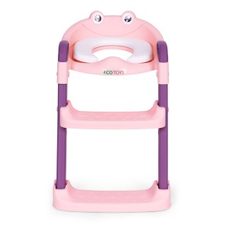 Nakładka Na Toaletę Dla Dzieci Ze Schodkami I Drabinką Różowa Ecotoys