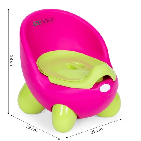 Nocnik Toaleta Sedes Dla Dzieci Wyjmowany Wkład Antypoślizgowe Nóżki Różowo-Zielony Ecotoys