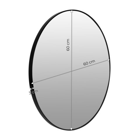 Okrągłe Lustro Ścienne 60 Cm Wiszące Nowoczesne Czarna Rama Aluminium Modernhome