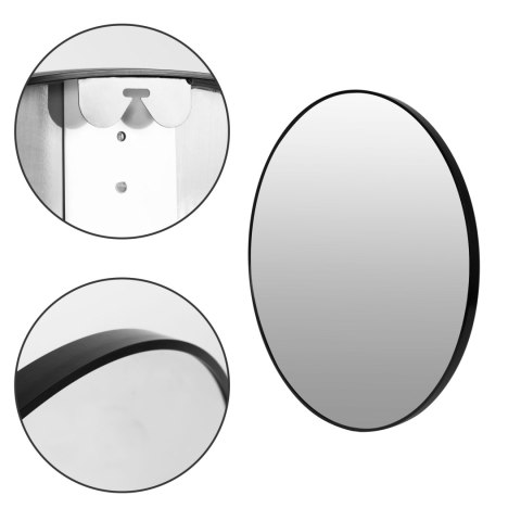 Okrągłe Lustro Ścienne 80 Cm Wiszące Nowoczesne Czarna Rama Aluminium Modernhome
