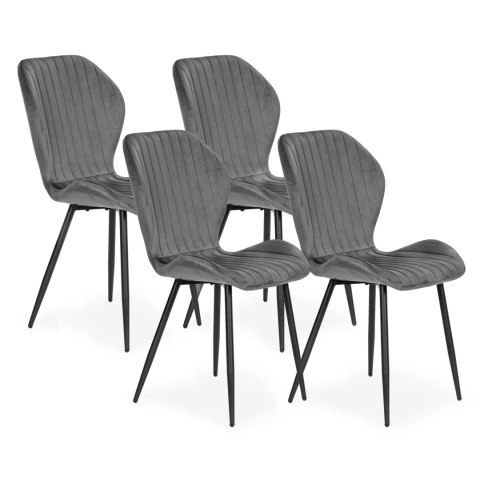 Zestaw 4 Krzeseł Do Salonu Jadalni Nowoczesne Krzesło Szary Welur Modernhome