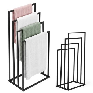 Stojak Na Ręczniki Wolnostojący Metalowy 4 Ramiona Czarny