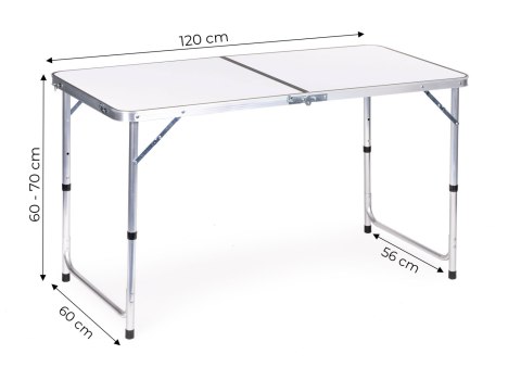 Stolik Turystyczny Składany 120x60 Cm Biały Blat Idealny Na Kemping