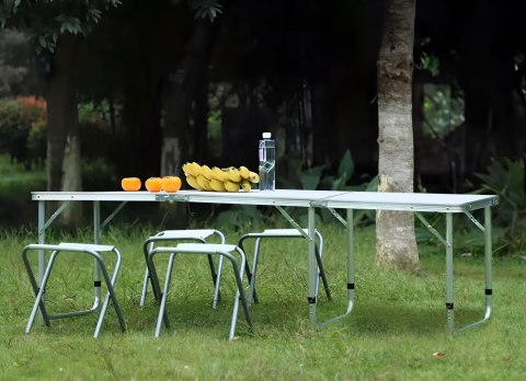Stolik Turystyczny Składany 180x60 Cm Biały Blat Na Kemping