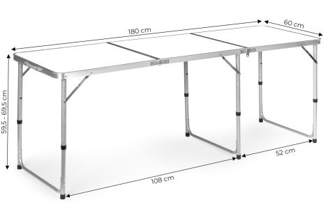 Stolik Turystyczny Składany 180x60 Cm Biały Blat Na Kemping