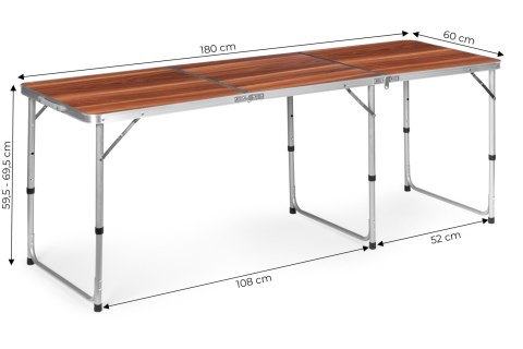 Stolik Turystyczny Składany 180x60 Cm Brązowy Idealny Na Kemping