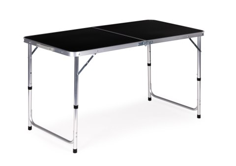 Stolik Turystyczny Składany 120x60 Cm Czarny Blat Kempingowy