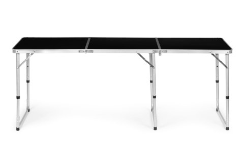 Stolik Turystyczny Składany Czarny Blat 180x60 Cm Regulowana Wysokość