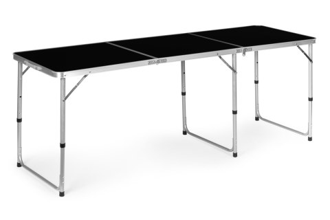 Stolik Turystyczny Składany Czarny Blat 180x60 Cm Regulowana Wysokość