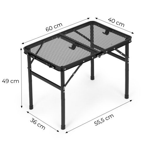 Stolik Turystyczny Składany 60x40 Cm Aluminiowy Czarny