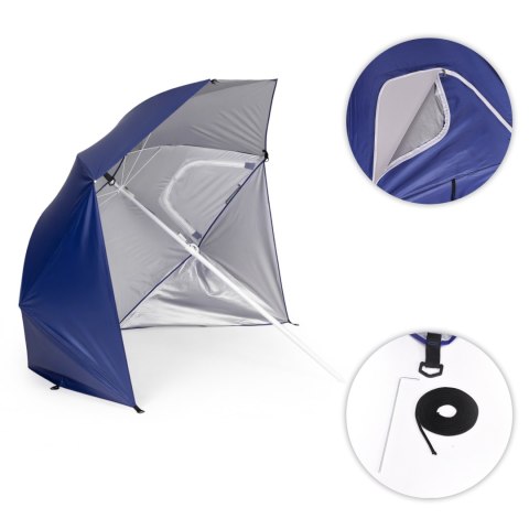 Parasol Plażowy 2w1 Regulowany 125-200 Cm Niebieski