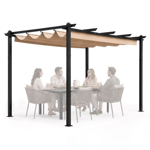Pergola Ogrodowa Tarasowa 3x4 M Stalowa Altana Zadaszenie Beżowa